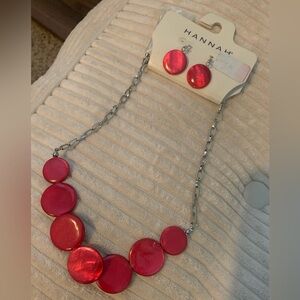 Hannah Red Necklace and Earring Set